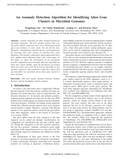An Anomaly Detection Algorithm for Identifying Alien Gene Clusters in