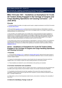 MSC.1/Circular.1421 &ndash; Guidelines on Exemptions for Crude Oil