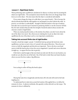 Lesson 4 &ndash; Rigid Body Statics Taking into account finite size of rigid