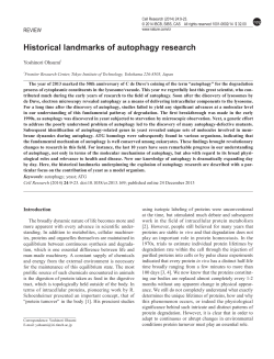 Historical landmarks of autophagy research