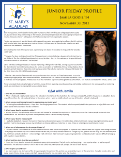 JUNIOR FRIDAY PROFILE Jamila Godil