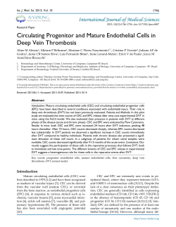 Circulating Progenitor and Mature Endothelial Cells in Deep Vein
