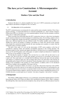The have yet to Construction: A Microcomparative Account