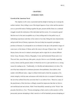 CHAPTER I INTRODUCTION Growth of the American Novel The