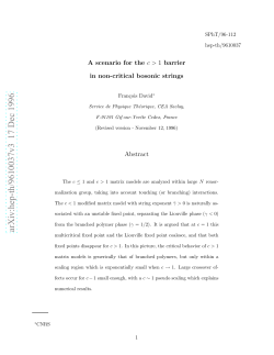 A scenario for the c> 1 barrier in non