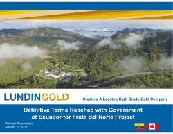 Definitive Terms Reached with Government of Ecuador for Fruta del