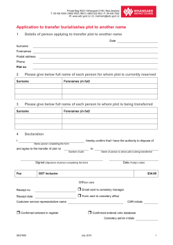 Application to Transfer Burial/Ashes Plot to Another Name