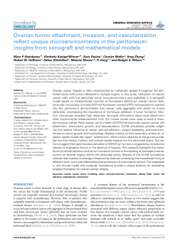 Ovarian tumor attachment, invasion, and vascularization reflect