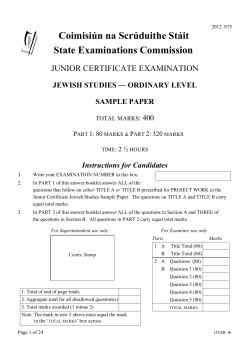 JC Jewish Studies Ordinary Level Sample Paper 2012