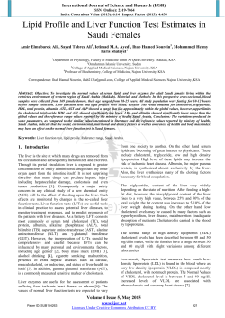 Lipid Profile and Liver Function Test Estimates in Saudi Females