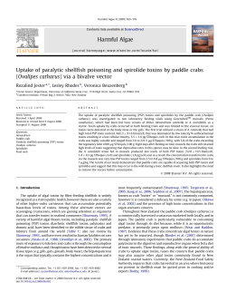Jester, R. and L. Rhodes (2009). Uptake of paralytic shellfish