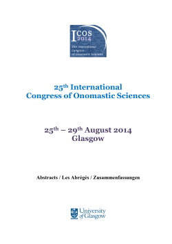 25th International Congress of Onomastic Sciences