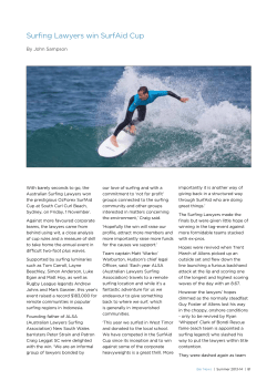 Sampson, John --- "Surfing Lawyers win SurfAid Cup" [2013