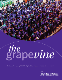 The Alumni Newsletter of NYU School of Medicine FALL 2014