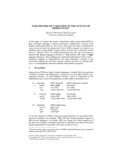 parameters of variation in the syntax of diminutives