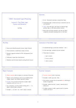 CS643: Automated Logical Reasoning Lecture 6: First Order Logic