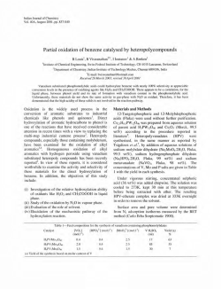 Partial oxidation of benzene catalysed by heteropolycompounds