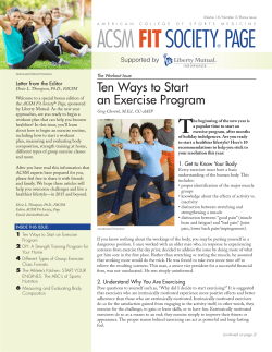 The Workout Issue - American College of Sports Medicine
