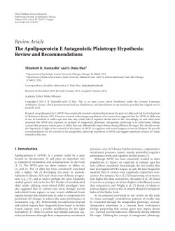 The Apolipoprotein E Antagonistic Pleiotropy Hypothesis: Review