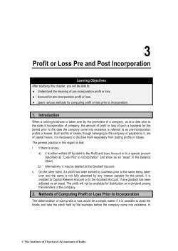 Profit or Loss Pre and Post Incorporation