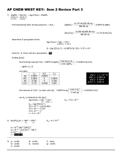 AP CHEM WKST KEY: Sem 2 Review Part 3