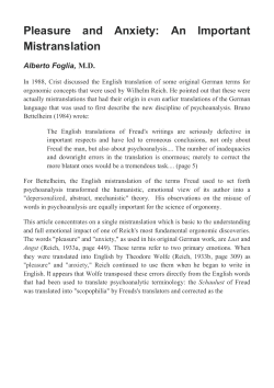 Pleasure and Anxiety: An Important Mistranslation