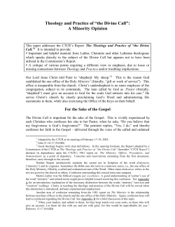 Theology and Practice of &ldquo;the Divine Call&rdquo;