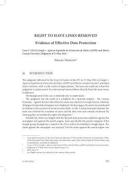 RIGHT TO HAVE LINKS REMOVED Evidence of Effective