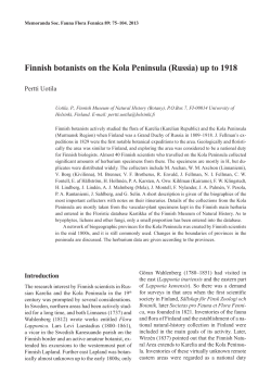 Finnish botanists on the Kola Peninsula (Russia) up to