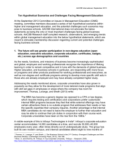 Ten Hypothetical Scenarios and Challenges Facing Management