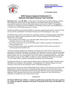 AIDS Housers Applaud Introduction of National Affordable Housing