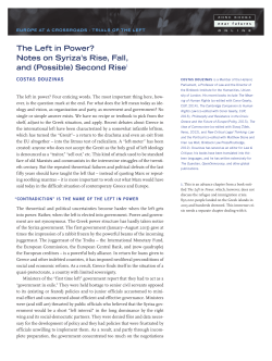 The Left in Power? Notes on Syriza`s Rise, Fall, and