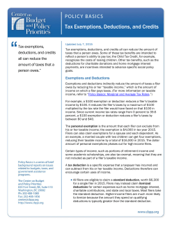 Tax Exemptions, Deductions, and Credits