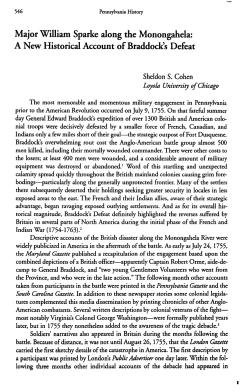 Major William Sparke along the Monongahela: A New Historical
