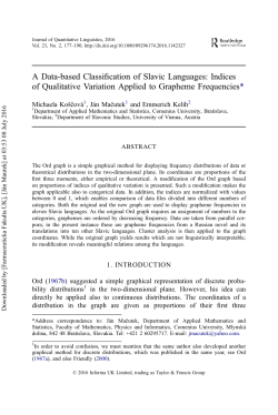 A Data-based Classification of Slavic Languages: Indices of