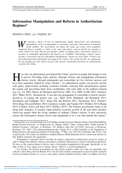 Information Manipulation and Reform in Authoritarian Regimes*