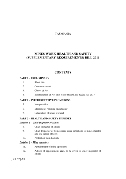 mines work health and safety (supplementary requirements) bill 2011