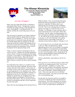The Khmer Khronicle - Global Lutheran Outreach