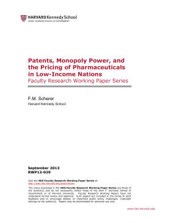 Patents, Monopoly Power, and the Pricing of Pharmaceuticals in