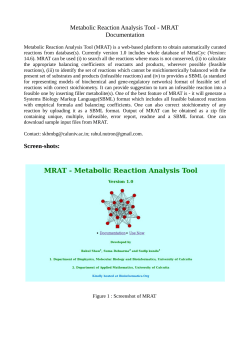 Metabolic Reaction Analysis Tool - MRAT