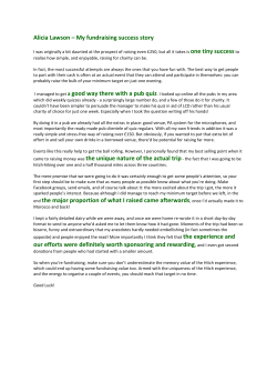 Alicia Lawson &ndash; My fundraising success story came to raising money