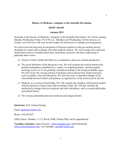 1 1 History of Medicine: Antiquity to the Scientific Revolution. HSMT
