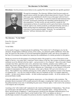 The Liberator: To The Public Directions: Use the primary source