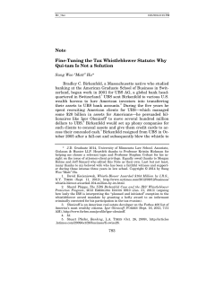 Fine-Tuning the Tax Whistleblower Statute: Why Qui