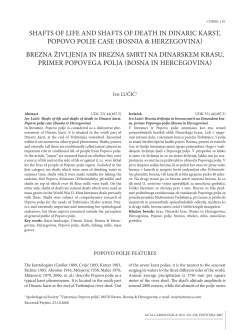 SHAfTS Of LIfE AND SHAfTS Of DEATH IN DINARIC KARST