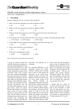 Health crisis looms as life expectancy soars