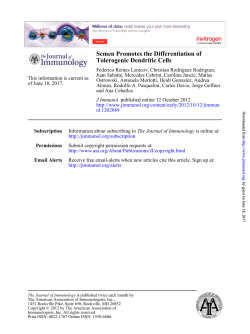 Tolerogenic Dendritic Cells Semen Promotes the Differentiation of