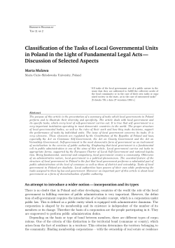Classification of the Tasks of Local Governmental Units in Poland in