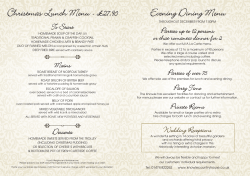 Christmas Lunch Menu - &pound;27.90 Evening Dining Menu