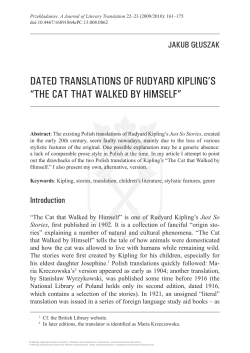 DATED TRANSLATIONS OF RUDYARD KIPLING`S &ldquo;THE CAT THAT